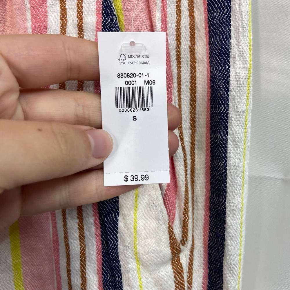 NEW Old Navy women's linen blend striped pull on drawstring pocket pants casual - Picture 2 of 8